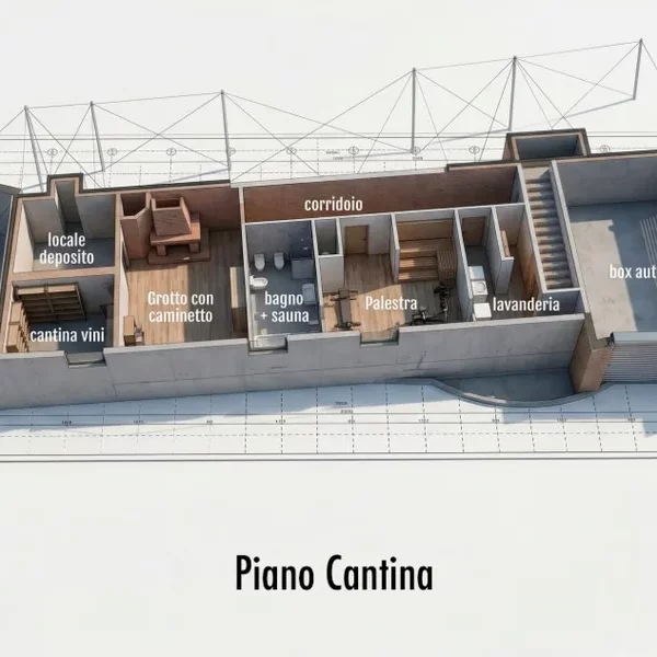 34-Vendiamo Villa Carona Pianta 3D cantina